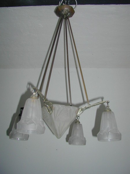 Art Deco Deckenlampe, Originalzustand, 5flammig